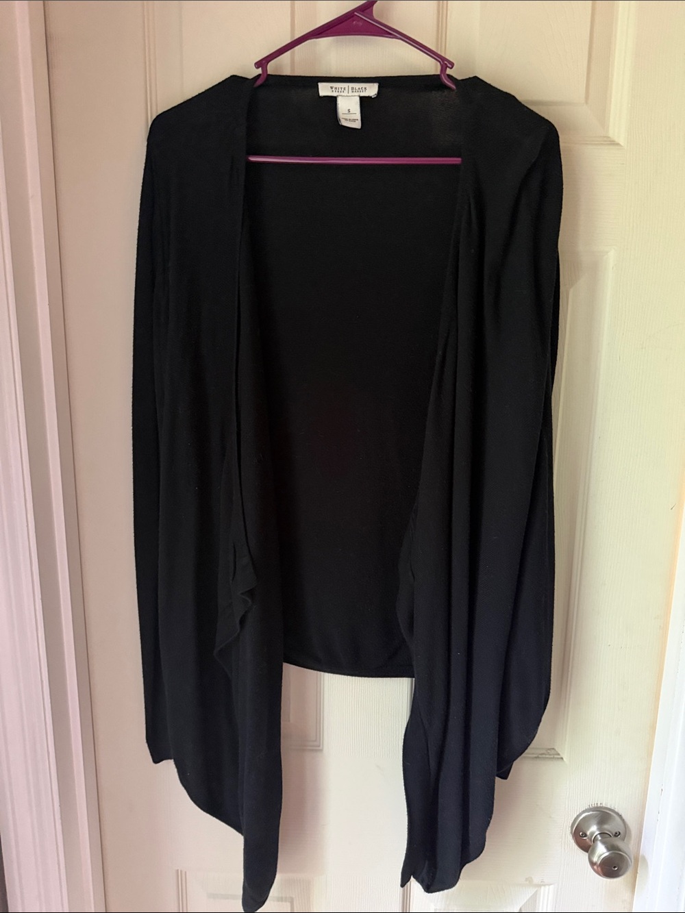 White House Black Market Black Draped Open-Front Cardigan